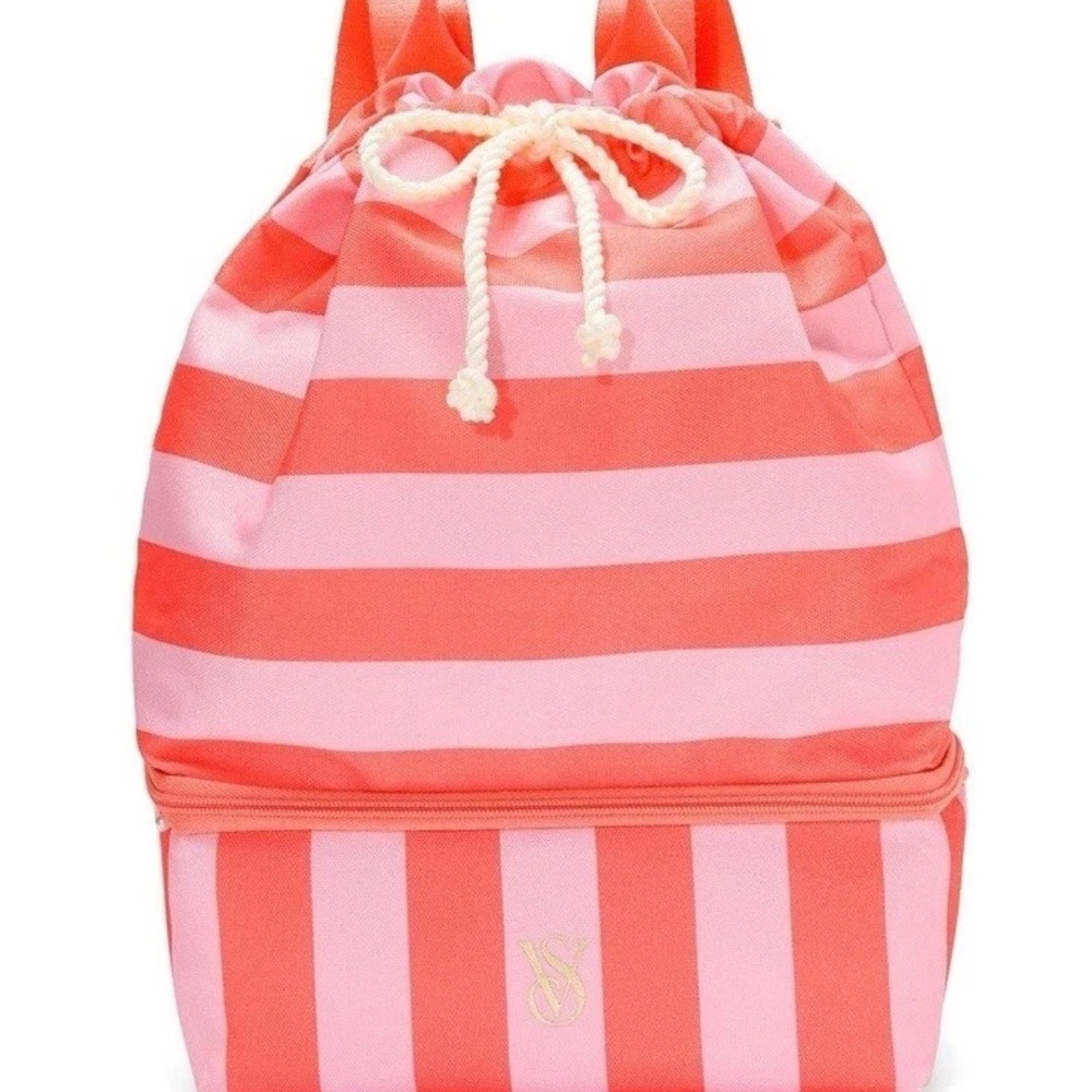 Victoria's Secret Coral and Pink Striped Backpack
